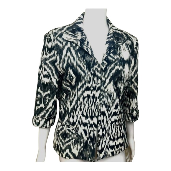 Lafayette 148 NY Jacket Mob Wives Geo Print Chic 12 Lined - Picture 1 of 12